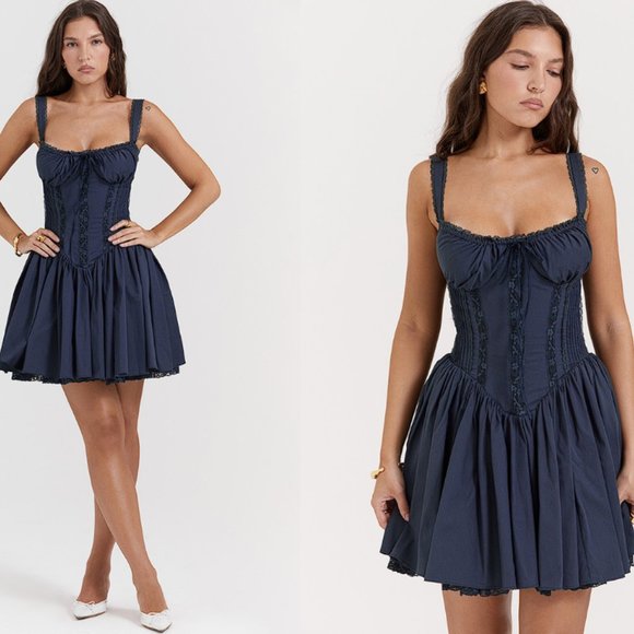 HOUSE OF CB 'Pietra' French Navy Corset Mini Dress NWOT - Picture 7 of 14